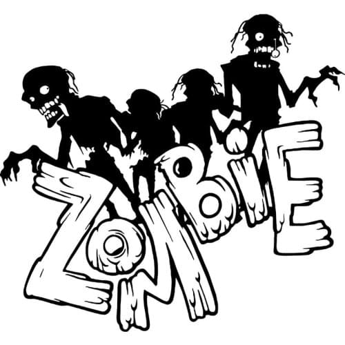 16.5CM*15CM Zombie Monster Walking Dead Skeleton Car Truck Window Vinyl Decal Sticker Car Accessories Black/Sliver C8-0106