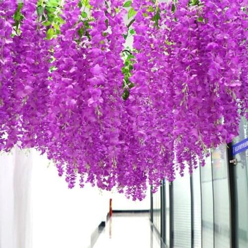Wisteria Vine Artificial Flowers Silk Garland Arch Wedding Decoration home garden decoration hanging plant wall decor