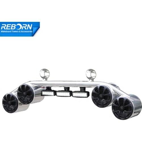 Reborn Waterproof Marine Speaker Wakeboard Tower 4 Speaker and 3 LED Light Combo