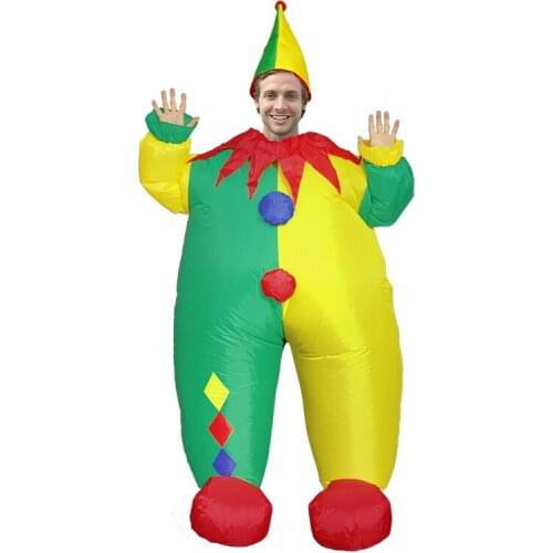 Adult Man Funny Clown Inflatable Costume Halloween Cosplay Costume Yellow Green Festive Masquerade Party Performance Disfraz
