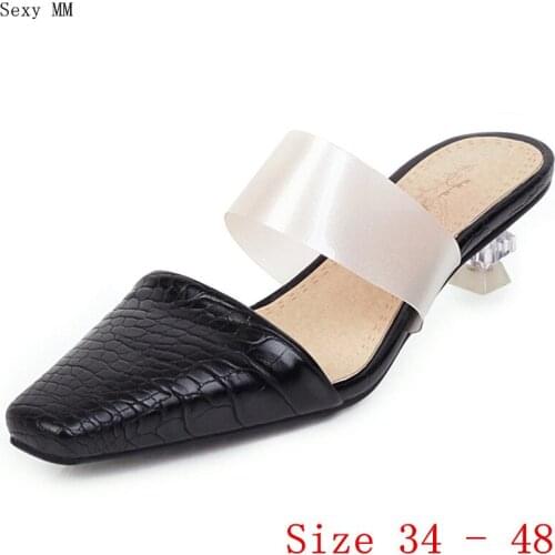 Pumps Women Slingbacks Career Mules Shoes Low Med Heels Woman Med Heel Shoes Plus Size 34 - 40 41 42 43 44 45 46 47 48