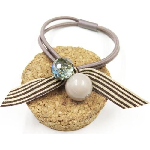 1PCS Brown Striped Ribbon Elastic Hair Bands For Girls Bohemian Headband Scrunchy Korean Fashion Kids Hair Accessories For Women