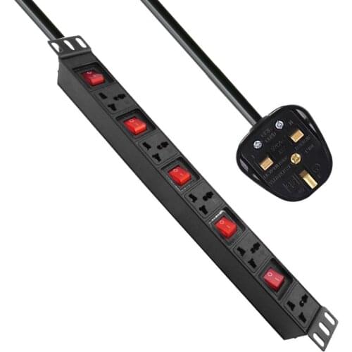 19in 13A UK AU EU Israel PLUG Independent switch PDU Network Cabinet Rack Standard Regulation Universal hole Socket Power Outlet