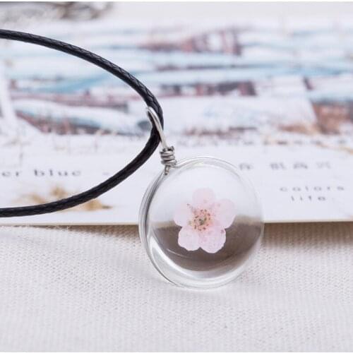 2017 Jewelry Fashion Crystal Glass Ball Narcissus Lace Necklace Long Strip Leather Chain Pendant Necklaces Women Gift