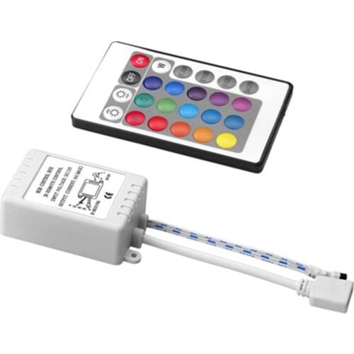 5PCS 24 Keys Dual Connectors IR Remote RGB Controller Output DC12V 2 Ports Dimmer For 3528 5050 SMD RGB LED Strip light Control