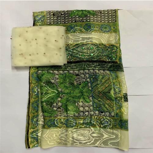 5 Yards African Soft Metal Silk Fabric With 2 Yards Swiss Voile Lace Fabric, Suitable For Women Clothing!LXF1010181