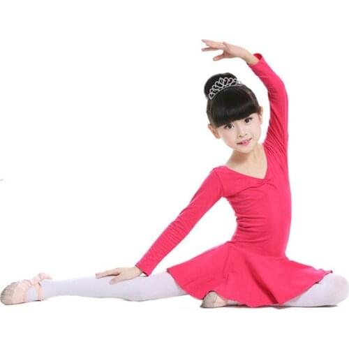 Girls Long Sleeve Ballet Dancer Leotard Dress Princess Gymnastics Dancing Wear Performance Dance Clothes
