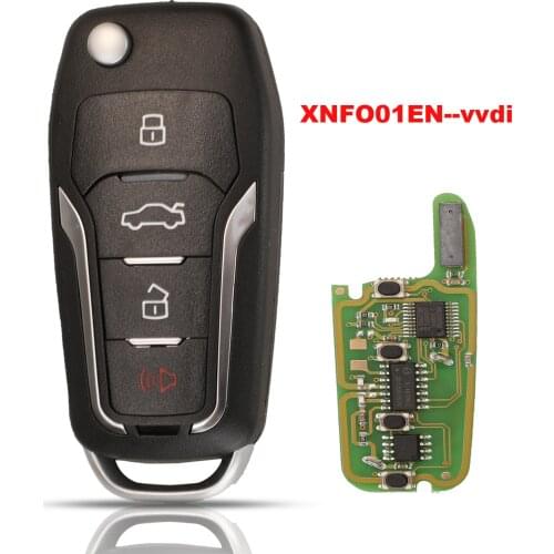 Jingyuqin For Xhorse XNFO01EN Wireless Universal Remote Key 4 Buttons For Ford 4 Buttons Full Key