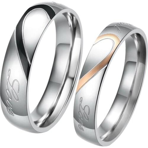 Boniskiss 2020 Rings For Men Women Stainless Steel Wedding Ring Female Italian Jewelry Lovers Heart Joyas En Acero Inoxidable