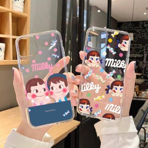 Sweet Peko Milk Milky art Phone Cases Transparent for iPhone 6 7 8 11 12 s mini pro X XS XR MAX Plus SE cover funda shell