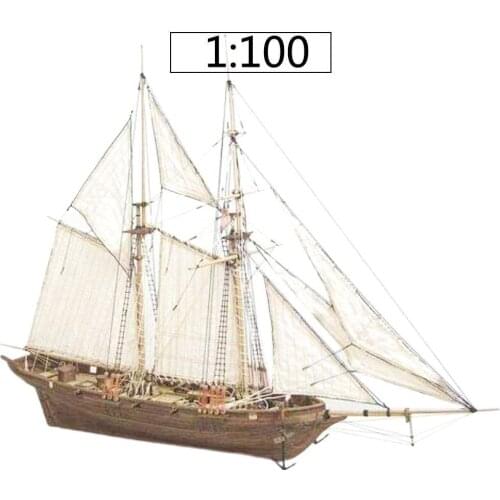 1:100 Scale DIY Wood Sailboat Ship Model Building Kits Home Decoration Assembling Handmade Model Self Made Wooden Crafts Toys