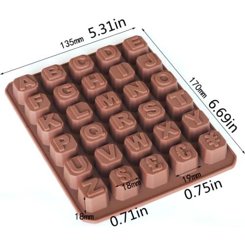 The 30-Bar Chocolate Baking Mold Contains 26 Letters +4Currency Symbols Silicone Ice Cubes