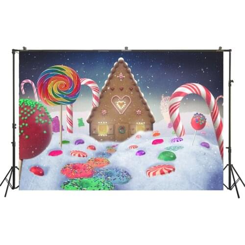 HUAYI Photography Backdrops Christmas Photo Background Christmas Candy Kingdom Family Party Studio Photobooth Backdrop W-3410