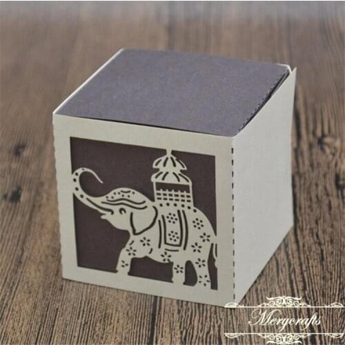 Laser cut cute elephant baby shower and birthday delicate gift favor box
