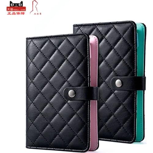 Free Engraving A6 Black Diamond Check Leather 6 Ring Binder Pocket Refillable Agenda Journal Diary Planner Notebooks Cover