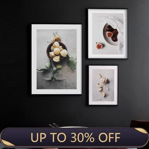 Kitchen Fruit Picture winter cherries Garlic Fig Canvas Paintings on Wall Art Diner Decorative Poster Wall Print For Living room