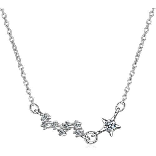 KOFSAC Shining Zircon Stars Necklaces For Women Jewelry Trendy 925 Sterling Silver Necklace Female Valentines Day Accessories