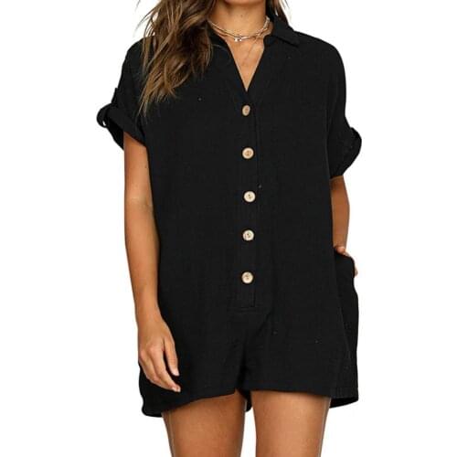 Overall Fashion Single Breasted Casual Women Jumpsuit Streetwear Loose Romper Solid Color for Daily Wear