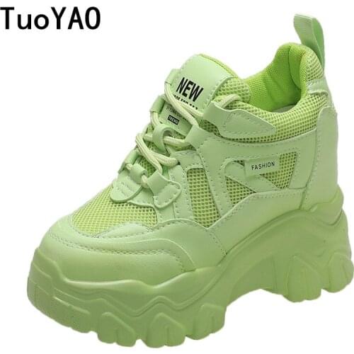 Women Platform Sneakers 11cm Breathable Mesh Chunky Casual Shoes Sports Vulcanized Shoes Woman Colorful Female Fashion Sneakers