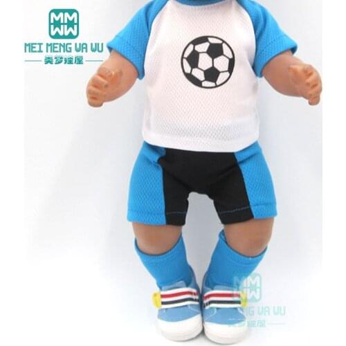 Dolls clothes for 17inch 43cm toy new born doll accessories Clothes Blue football baby clothes set