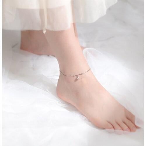 Modian Cute Bells Tiny Ball Anklect for Women Fashion 925 Sterling Silver Link Chain Anklet Japanese Style Fine Gewelry Gift
