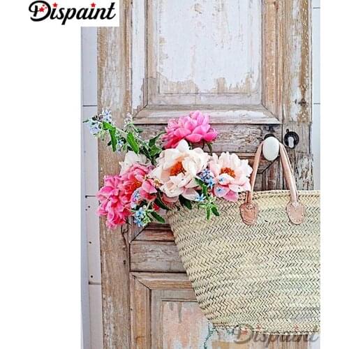 Dispaint Full Square/Round Drill 5D DIY Diamond Painting "Flower door scenery" 3D Embroidery Cross Stitch Home Decor Gift A12846