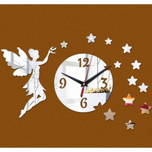 Hot sale double color 3d acrylic wall clock home decor stickers diy vintage mirror quartz watch brief design