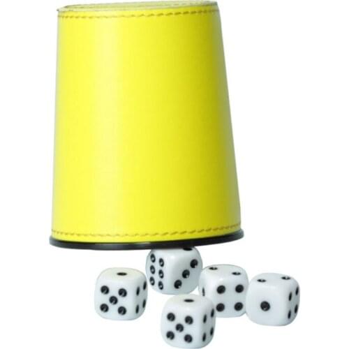 New Leather PU Dice Cup Party Board Game Bar KTV Entertainment Dice Box with Dices