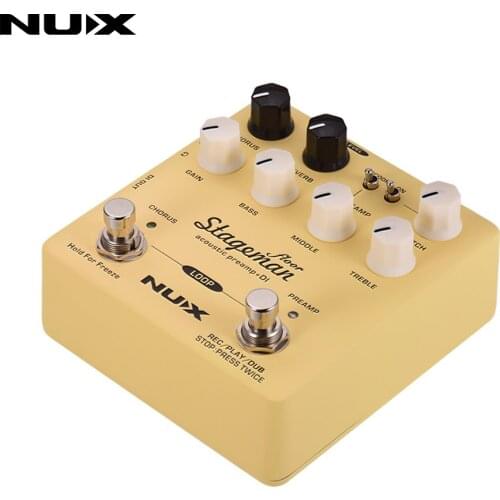 NUX Stageman Floor Acoustic Preamp + DI Effect Pedal with Chorus Reverb Freeze 60s Loop for Acoustic Guitar Violin Mandolin Banjo