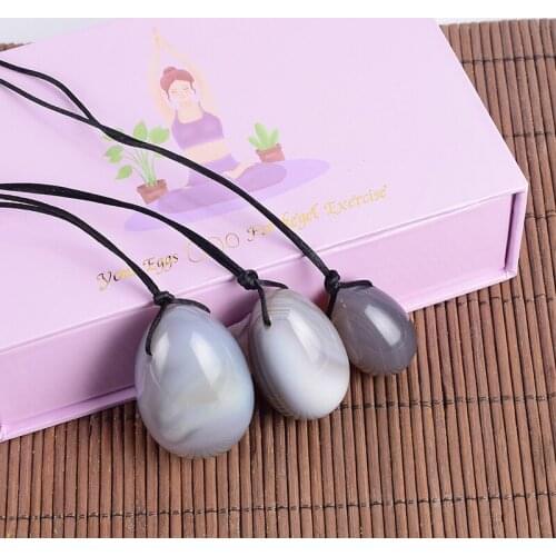 Yoni Eggs Gift Box Set Natural Gray Agate Drill Eggs Gemstone Crystal Ball Kegel Exercise Massage Pelvic Floor Muscle Vaginal