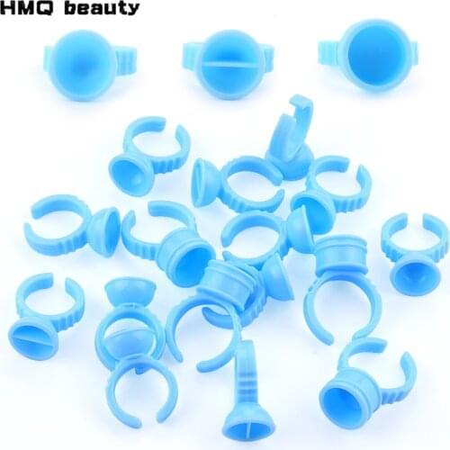 50/100Pcs Blue Eyelash Pallet Glue Holder Disposable Glue Holder Ring Pallet for Eyelash Extension Tattoo Pigment