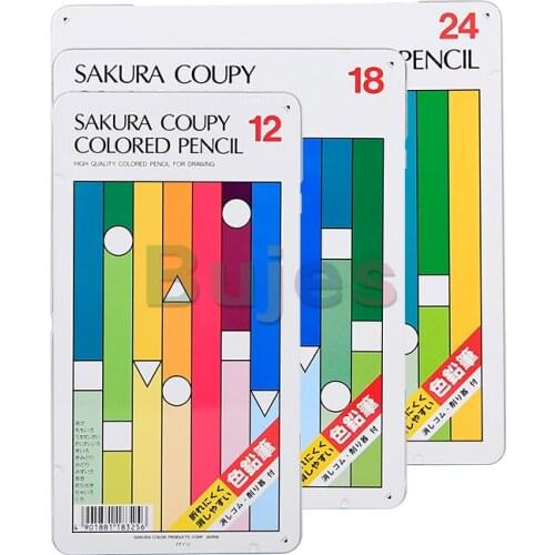 Sakura 12/18/24 Color Coupy Oily Colored Pencils, Iron Box Kindergarten Childrens Safety and Environmental Protection