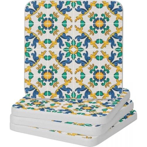 Sicilian сeramics Diatomite Square Round Coaster Eco-friendly Cup Bonsai Mat Soap Toothbrush Pad 10x10cm