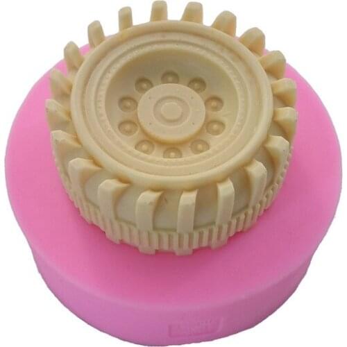 Round Tire shape Silicone Mold Fondant Cake Decorating Tools 3D Car wheels Chocolate Molds handmade soap mold F0623