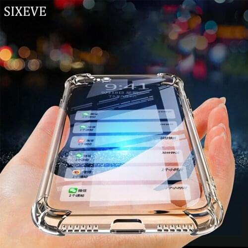 SIXEVE Silicone Clear Shockproof Pour Case For iPhone 6 S 6S X 10 Xs Max XR iPhone7 Plus 6Plus 6sPlus 7Plus 8Plus Phone Cover