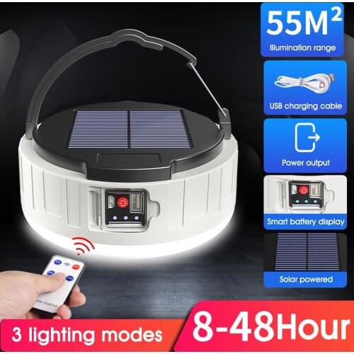 Solar LED Camping Light USB Rechargeable Bulb For Outdoor Tent Lamp Portable Lanterns Emergency Lights For Fishing Hiking