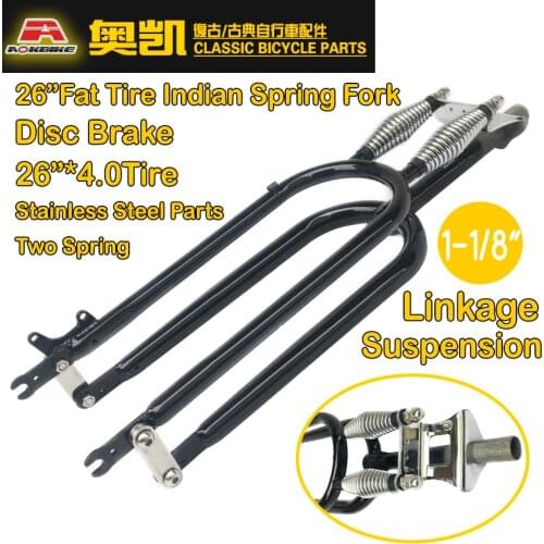 4.0" Fat Tire Fork Snowfield Tire Fork 1 1/8" Threadless 230mm Steerer Dual Springer Heavy Duty Chopper Bike Fork Snow Field