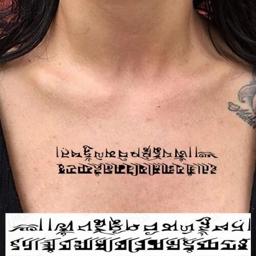 Waterproof Temporary Tattoo Sticker Tibetan Buddhist Sanskrit Letter FakeTatoo Flash Waist Arm Foot Tatto for Girl Women Men