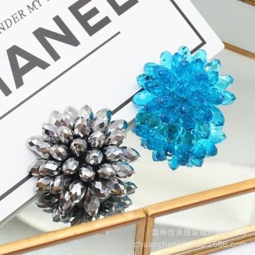 High-quality Fashion Crystal Hand-sewn Buttons Earrings Brooch Coat Mink High-end Clothing Handmade Buttons