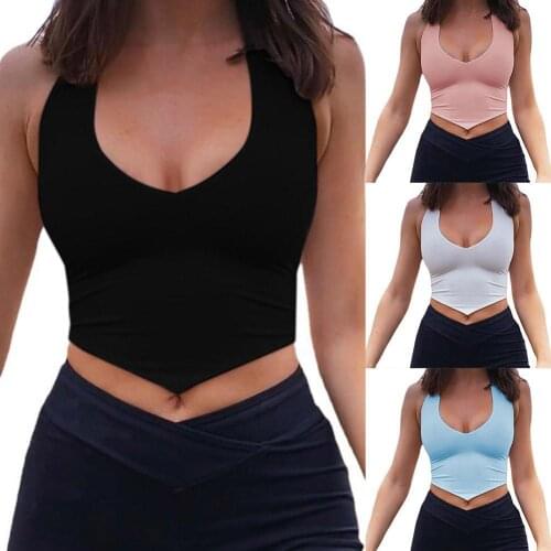 Women Summer Sexy Slim Halter Tank Top Tight Sliming Hem Shirt Vest Top Backless Fashion Tether Sleeveless Irregular R5O3