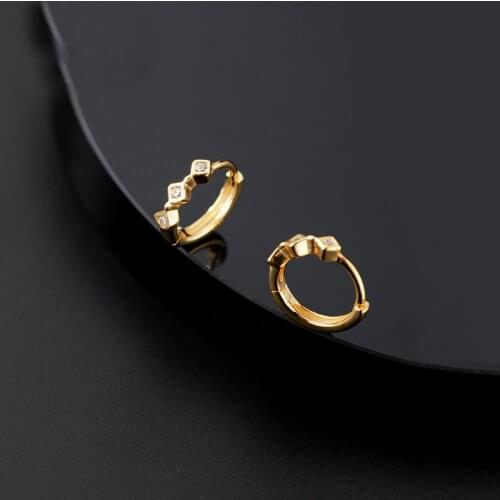 MloveAcc 925 Sterling Silver Geometric Pattern Hoop Earrings with CZ for Women Fashion Silver Earrings Jewelry