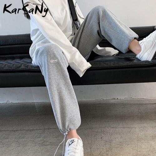 KarSaNy Wide Leg Sweatpants Women Gray Casual Wide Pants Female Spring Loose High Waisted Trousers For Women Sweatpants Loose