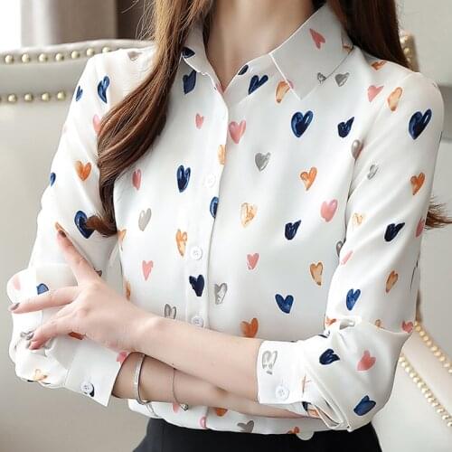 Women Tops Long-sleeved Shirt Womens 2021 New Autumn Dot Print Chiffon Blouse Shirt Women shirt Loose bottom Shirt 807E