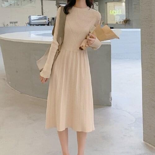 Long Sleeve Knitted Dress Womens Autumn And Winter New Slim Fashion Dress