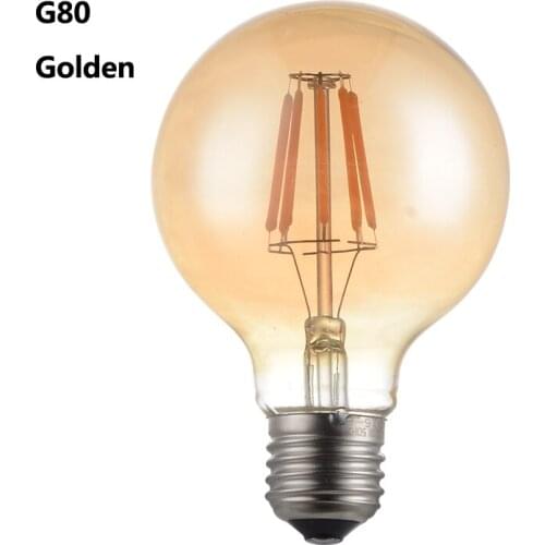 Golden G80 LED Edison Filament Light Bulb 4W led bulb E27 220V 240V Globe 360 degree energy saving replace incandescent bulb