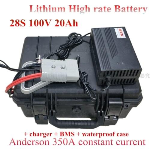 100v 20Ah 28S lithium battery DC 110v high rate cells 20C 350A 400A BMS nmc lipo crazy cart waterproof powerful + 3A charger