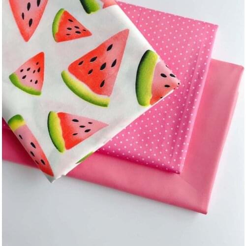 160CM*50CM cotton cloth fruit red watermelon pink dots solid brick pink fabric for DIY crib bedding cushion dress handwork decor