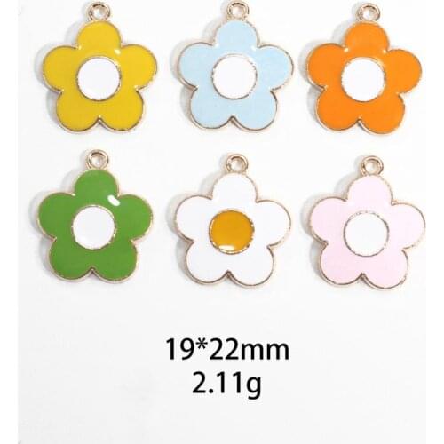 20pcs DIY Fashion Charms Gift Enamels Five Petal Flower Alloy Pendant Making Hair Bracelet Necklace Earrings Jewelry Accessories