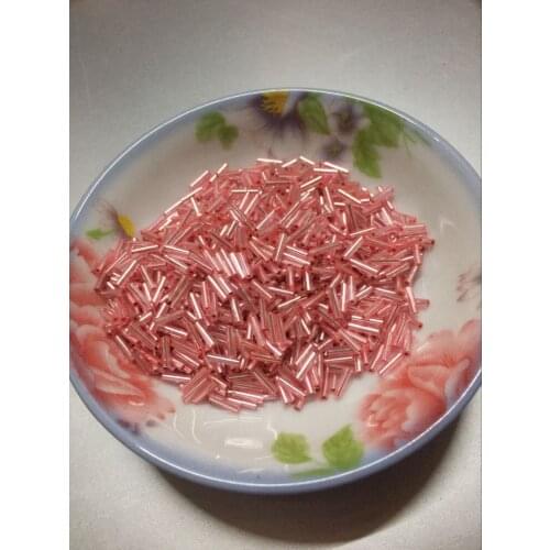 2017 Hot Sale 2*6MM 60G/1440Pcs Glass Seed Bugle Beads Pink Spangles