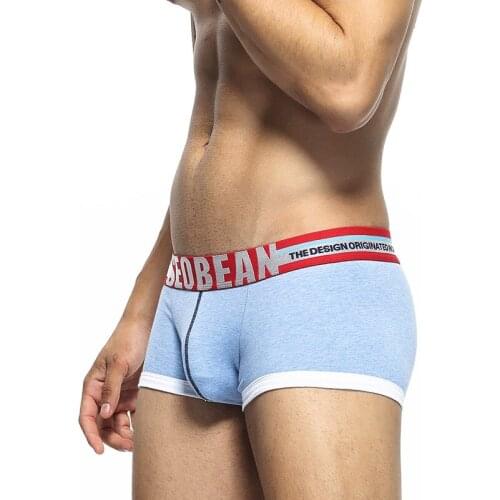 3pcs/lot New SEOBEAN Mens solid boxer underwear Cotton low-waist sexy slim shorts 5 colors